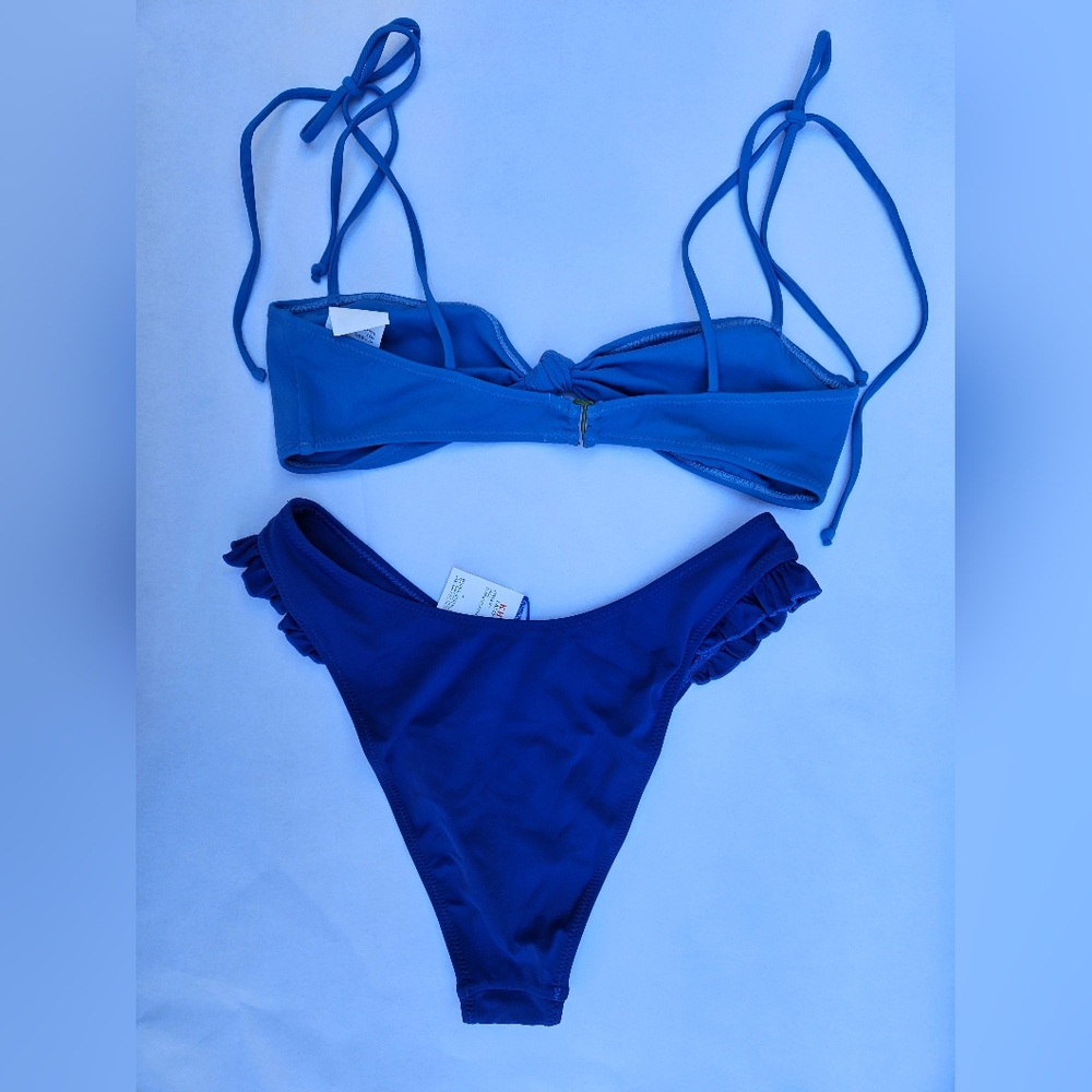 Women's Blue Ruffle Bikini Set - Picture 2 of 2